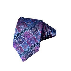 Bruno Piattelli 60 x 3.25 Blue Red Floral Silk Made In Italy Neck Tie